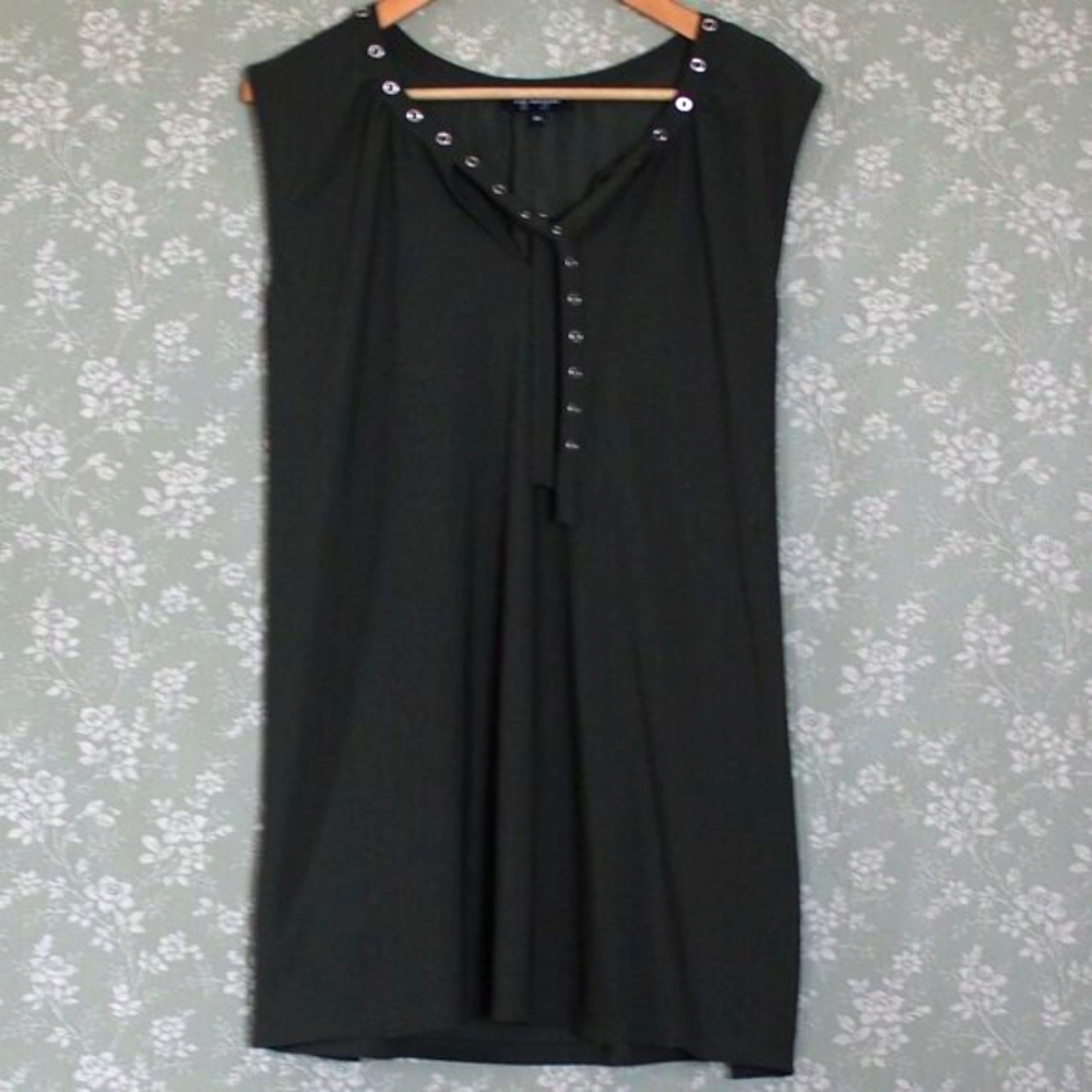 lily morgan | Sleeveless Olive Green Top with Metal Grommets